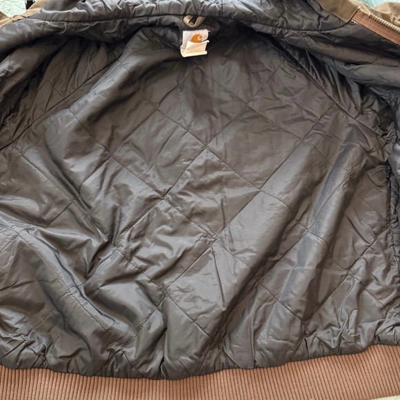 Y2K Carhartt Men's Brown Hooded Quilted Duck Jacket Size L Canvas - Picture 5 of 11